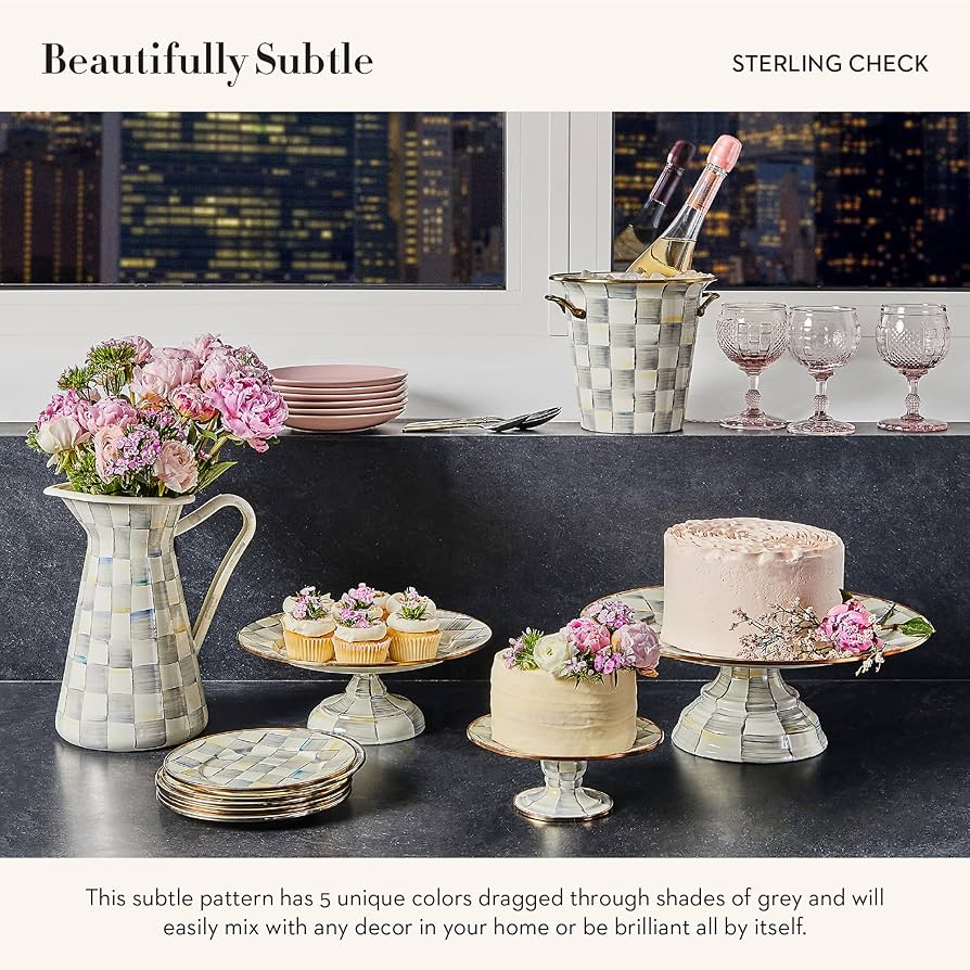 MACKENZIE-CHILDS チェッカーボード ケーキスタンド Amazon.com | MACKENZIE-CHILDS Enamel Pedestal Platter, Round